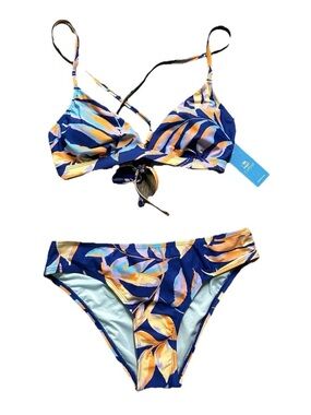 NWT Women’s Cupshe Multicolor Bikini Set Size Small Blue Purple Orange